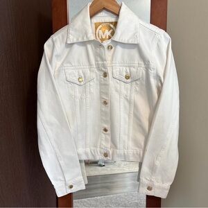 Michael Kors white jean jacket with gold hardware Size Small